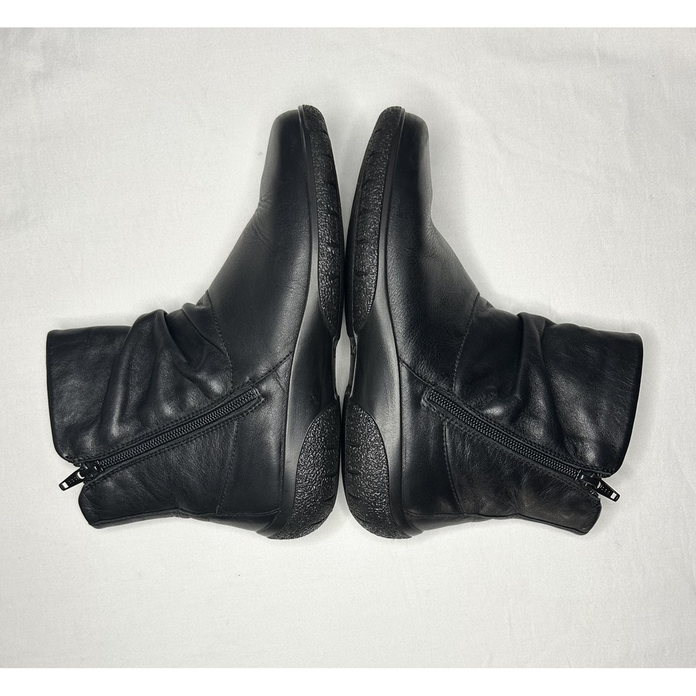 Hotter Boots Womens Size 6.5 Black Whisper Ankle Bootie Leather Zip Flat Comfort - Picture 8 of 16